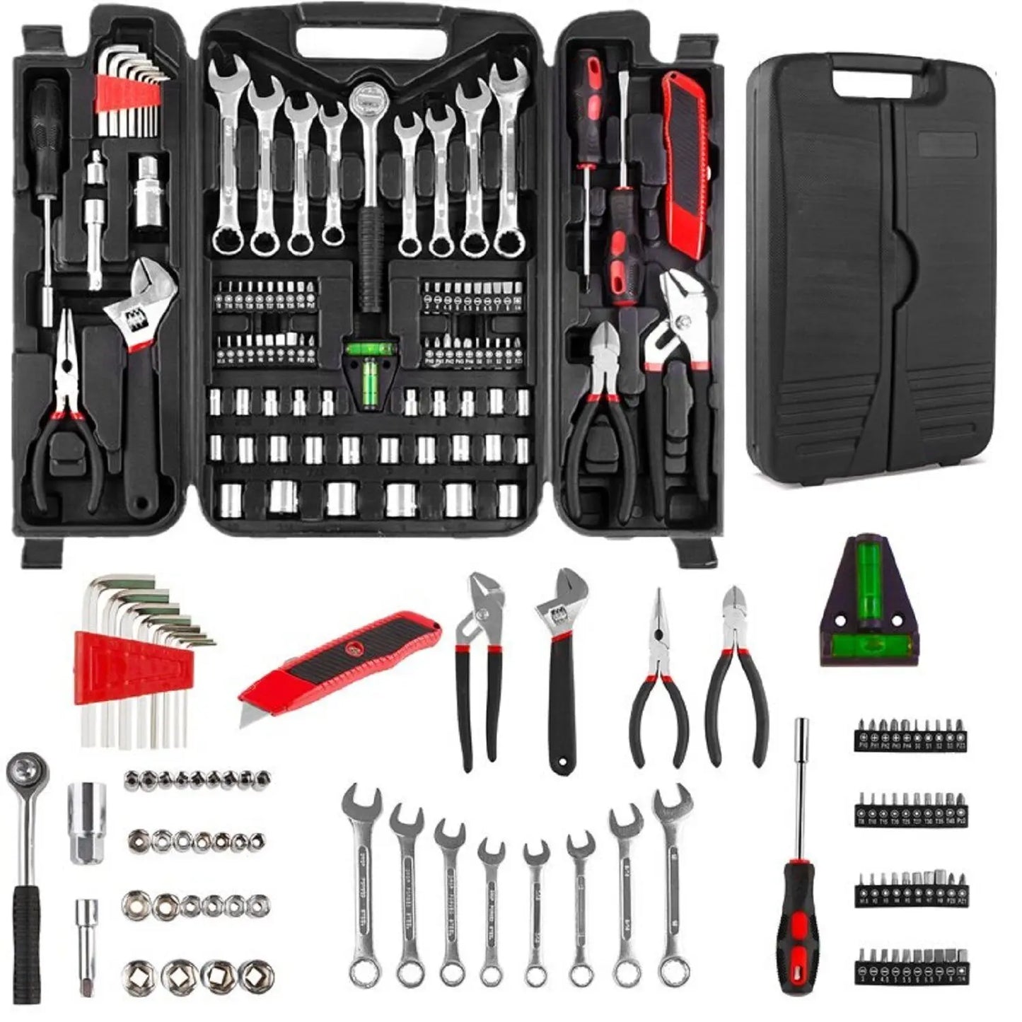 TLGREENDIY 95 Piece Mechanic Tool Set Wrenches Sockets