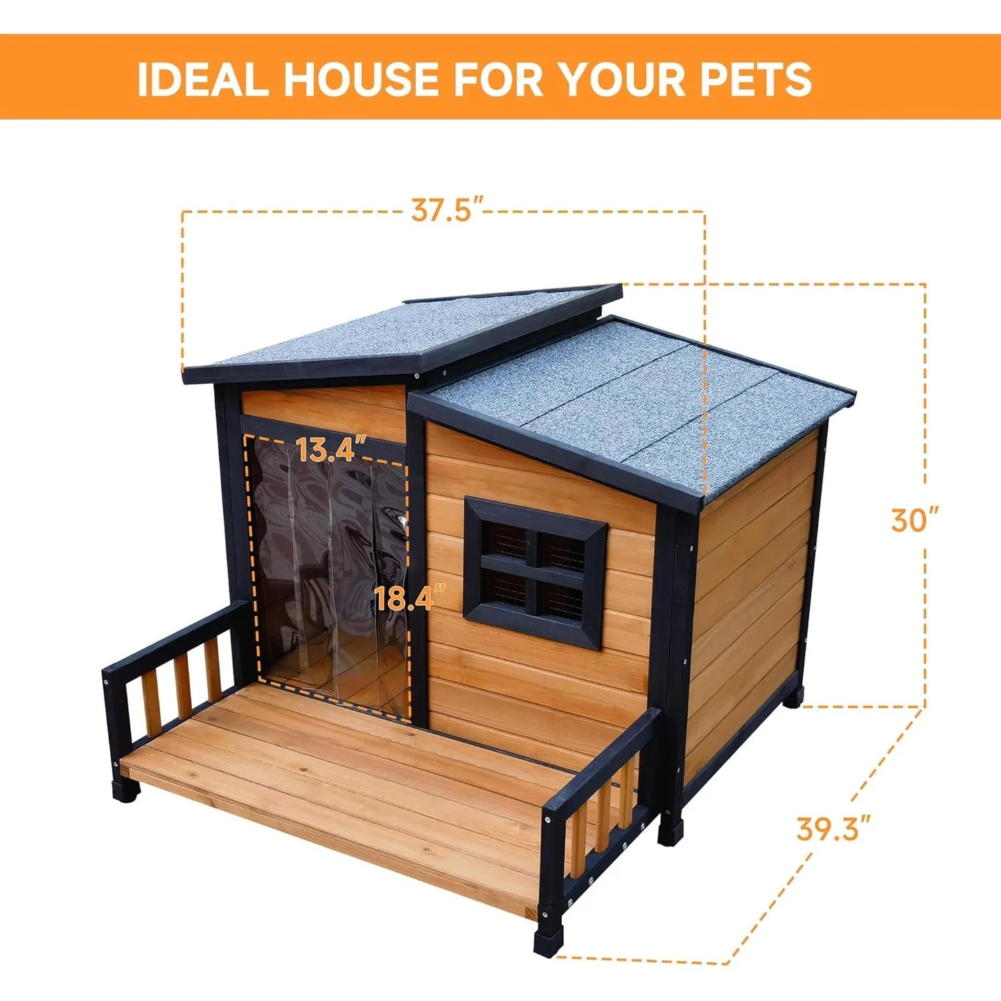 ZUIJI Outdoor Dog House Wood Insulated Elevated Pet Shelter