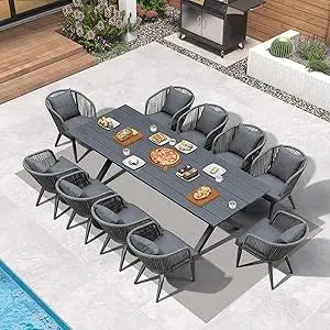 DAFIFY 11 Piece Patio Dining Set Wicker Outdoor Furniture