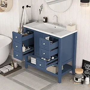MKDK Bathroom Vanity Cabinet With Sink Top Combo Set