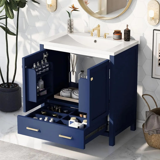 RBXC Modern Bathroom Vanity With Sink Wood Cabinet Doors