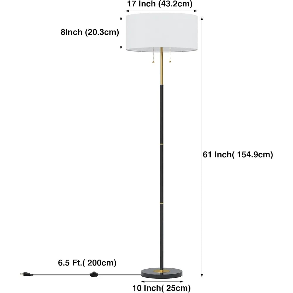 Mid Century Floor Lamp With White Shade 3 Color Temp