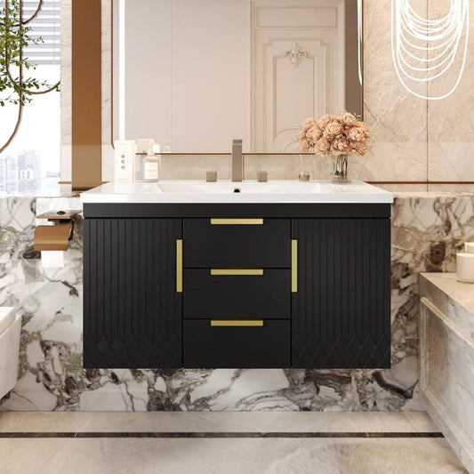 RBXC Wall Mounted Bathroom Vanity With Sink And Storage