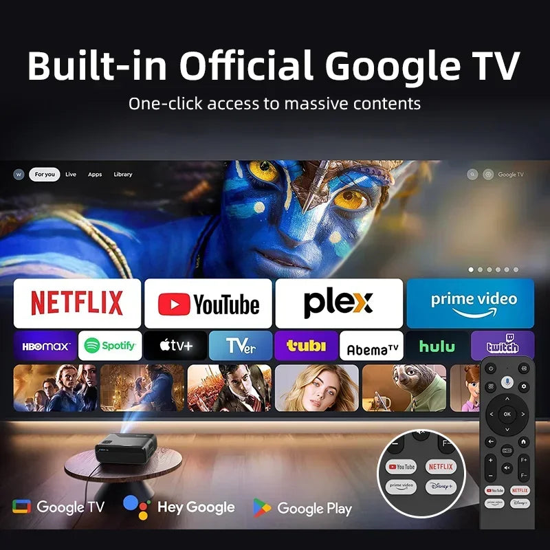 ZCGIOBN Portable 4K UHD HDR10 Projector Google TV Netflix