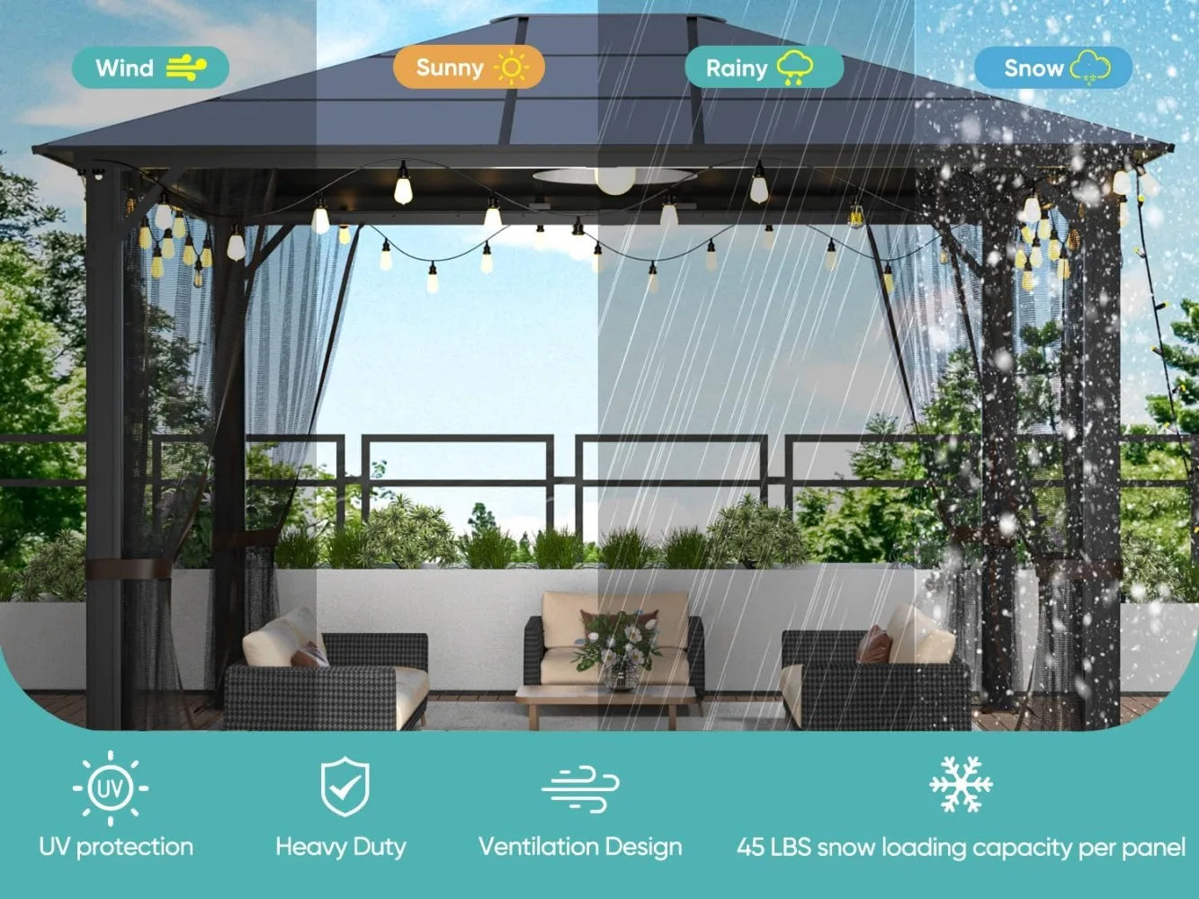 High Concerned Gazebo Aluminum Frame Outdoor Patio Shelter