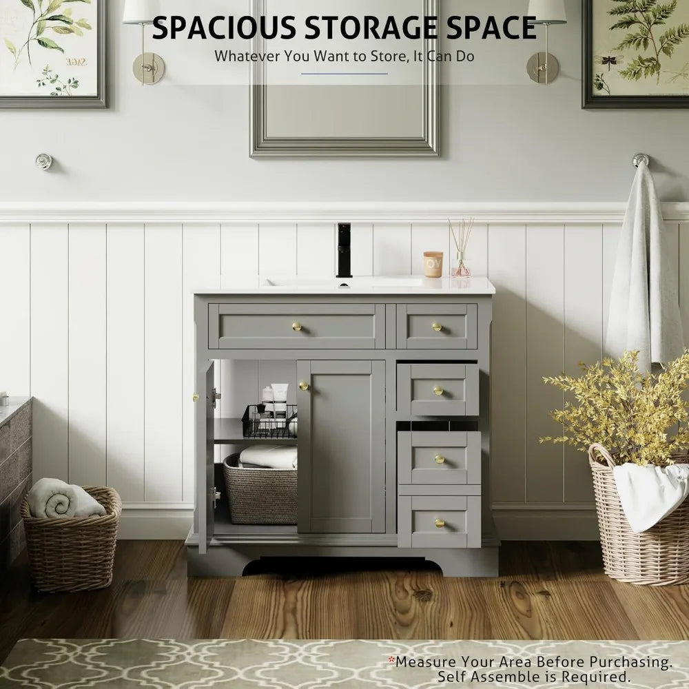 DAFIFY Bathroom Vanity With Sink Combo Two Doors Cabinet