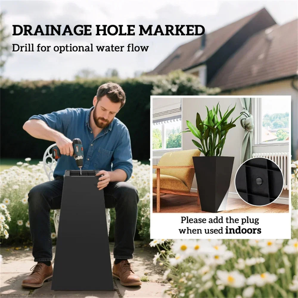 Finishing Wood Grain Planters Outdoor Garden Pots Set Of 3