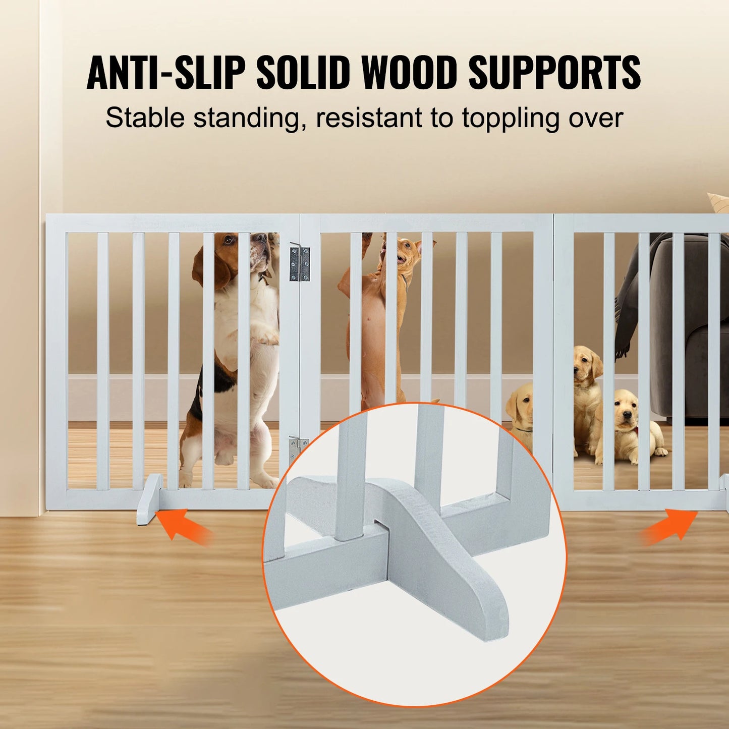 SucceBuy Free Standing Dog Gate 3 Panel Foldable Barrier