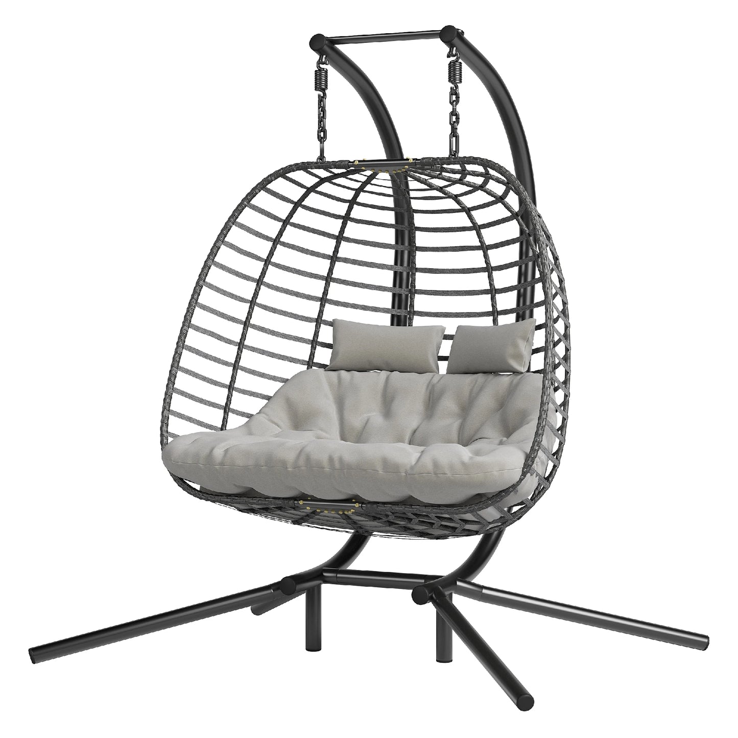 JDPAG Double Hanging Egg Chair With Stand Patio Hammock