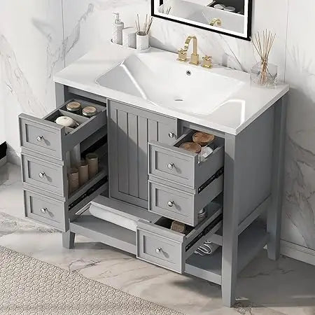 MKDK Bathroom Vanity Cabinet With Sink Top Combo Set