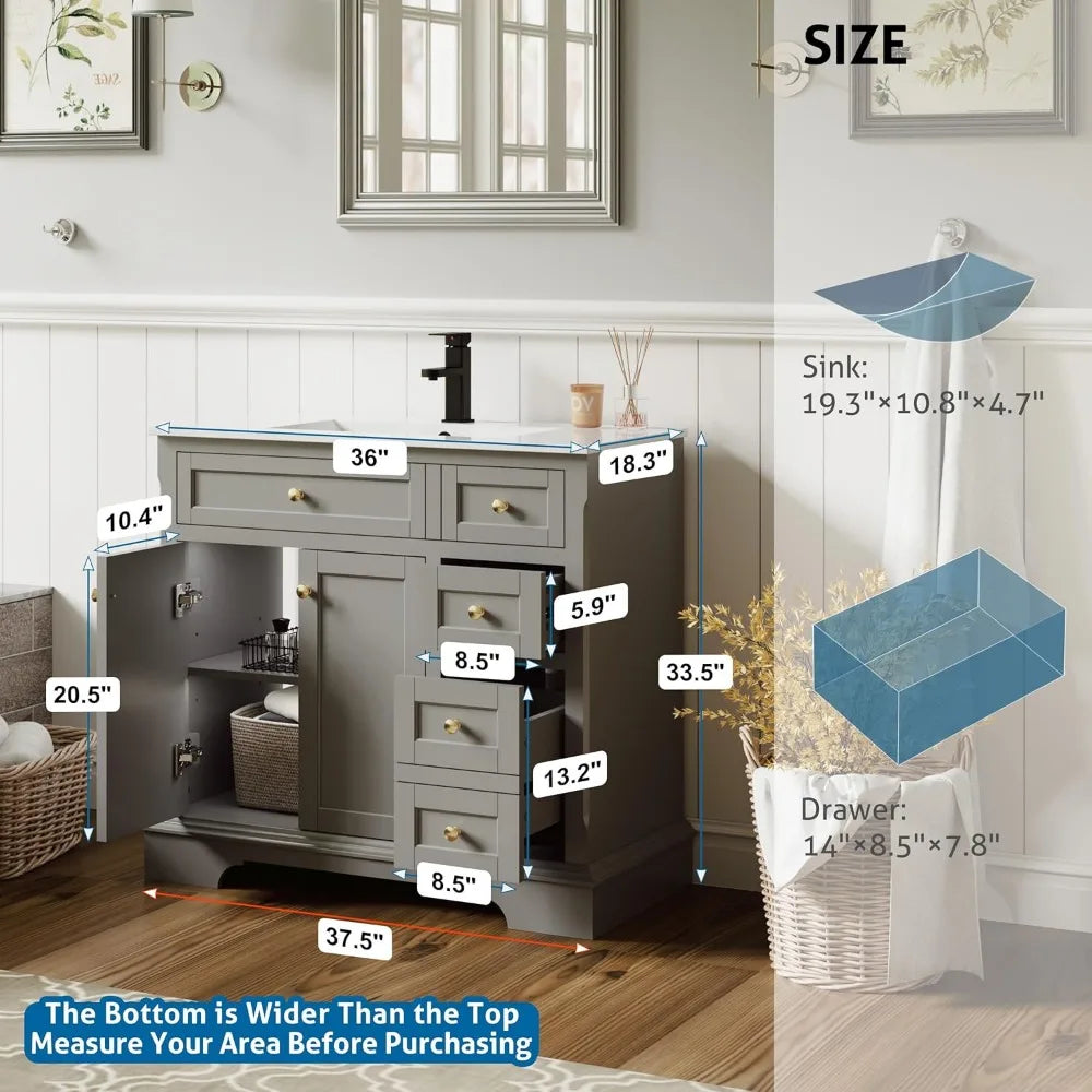DAFIFY Bathroom Vanity With Sink Combo Two Doors Cabinet