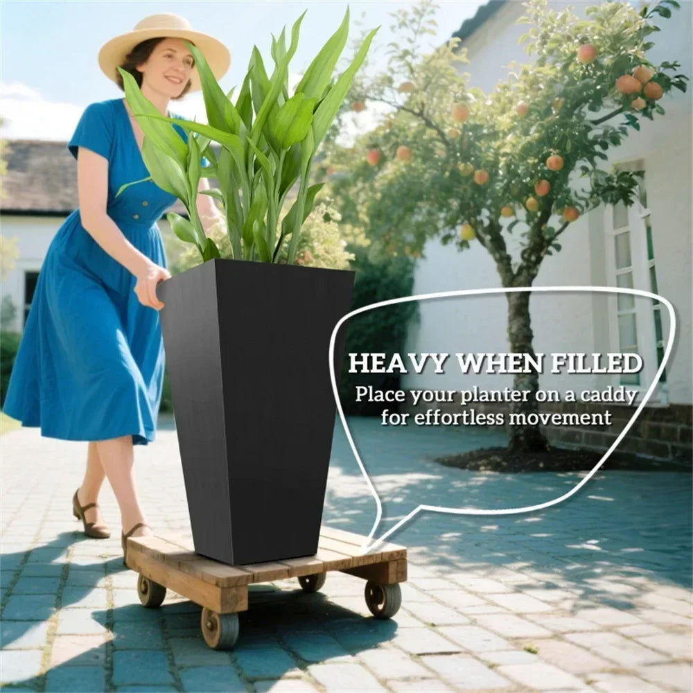 Finishing Wood Grain Planters Outdoor Garden Pots Set Of 3