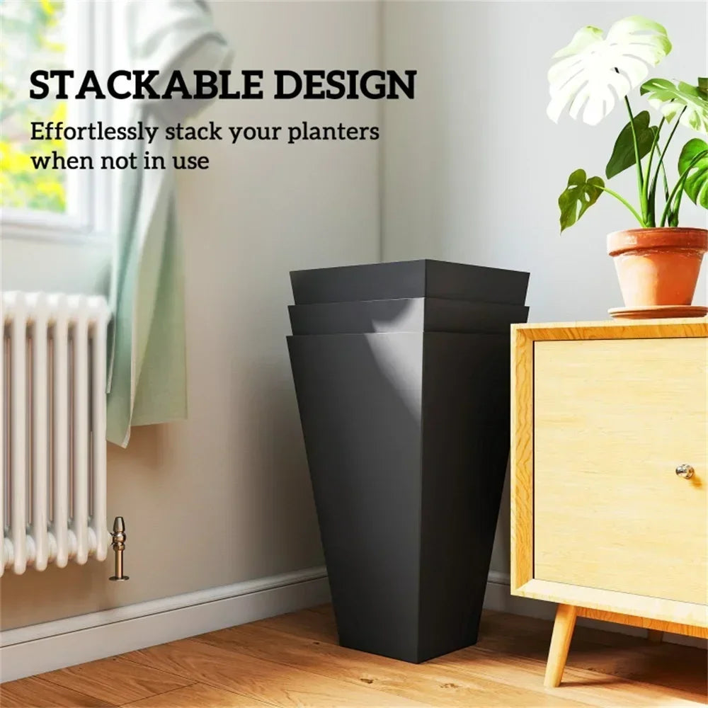 Finishing Wood Grain Planters Outdoor Garden Pots Set Of 3