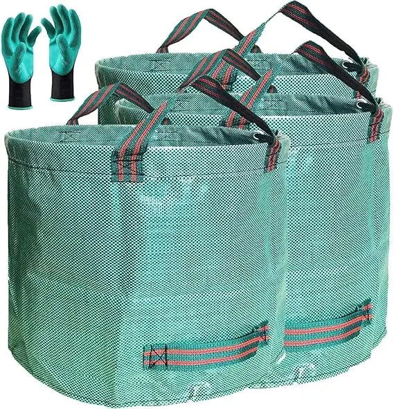 3 Pack 137 Gallon Lawn Garden Bags With Gloves Reusable
