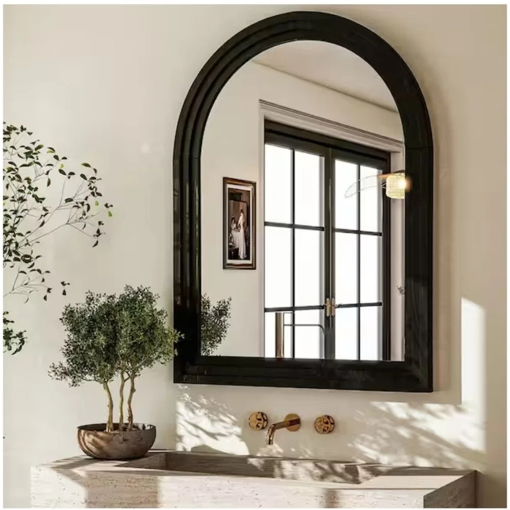 Hign-concerned Arched Mirror in Solid Acacia Wood Frame