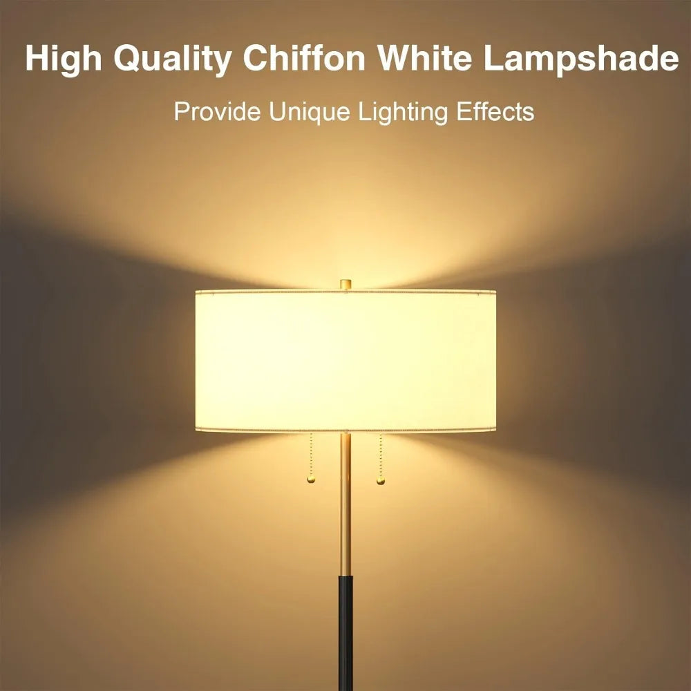 Mid Century Floor Lamp With White Shade 3 Color Temp