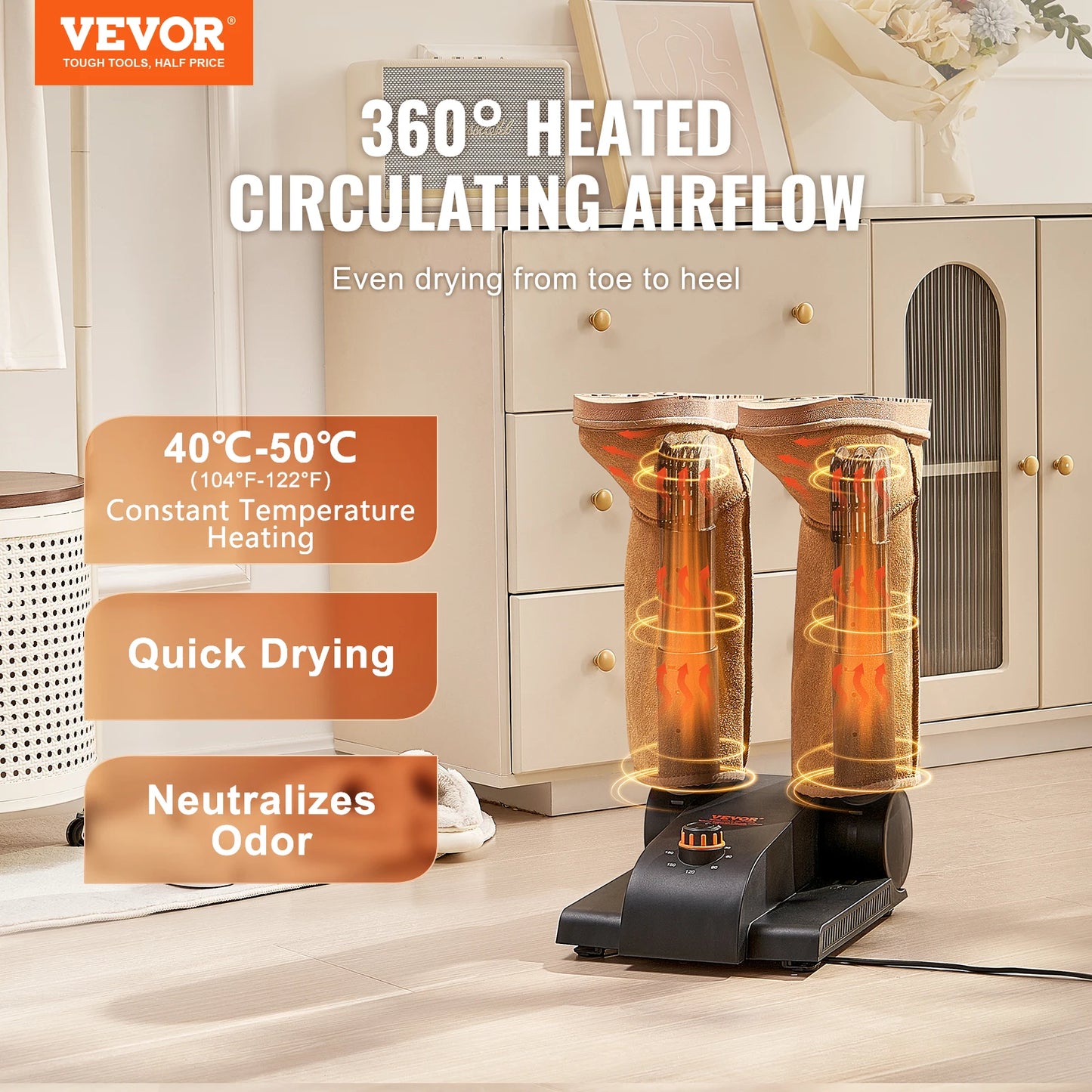 VEVOR 2 Tubes Shoe Dryer With Heat Blower And Timer