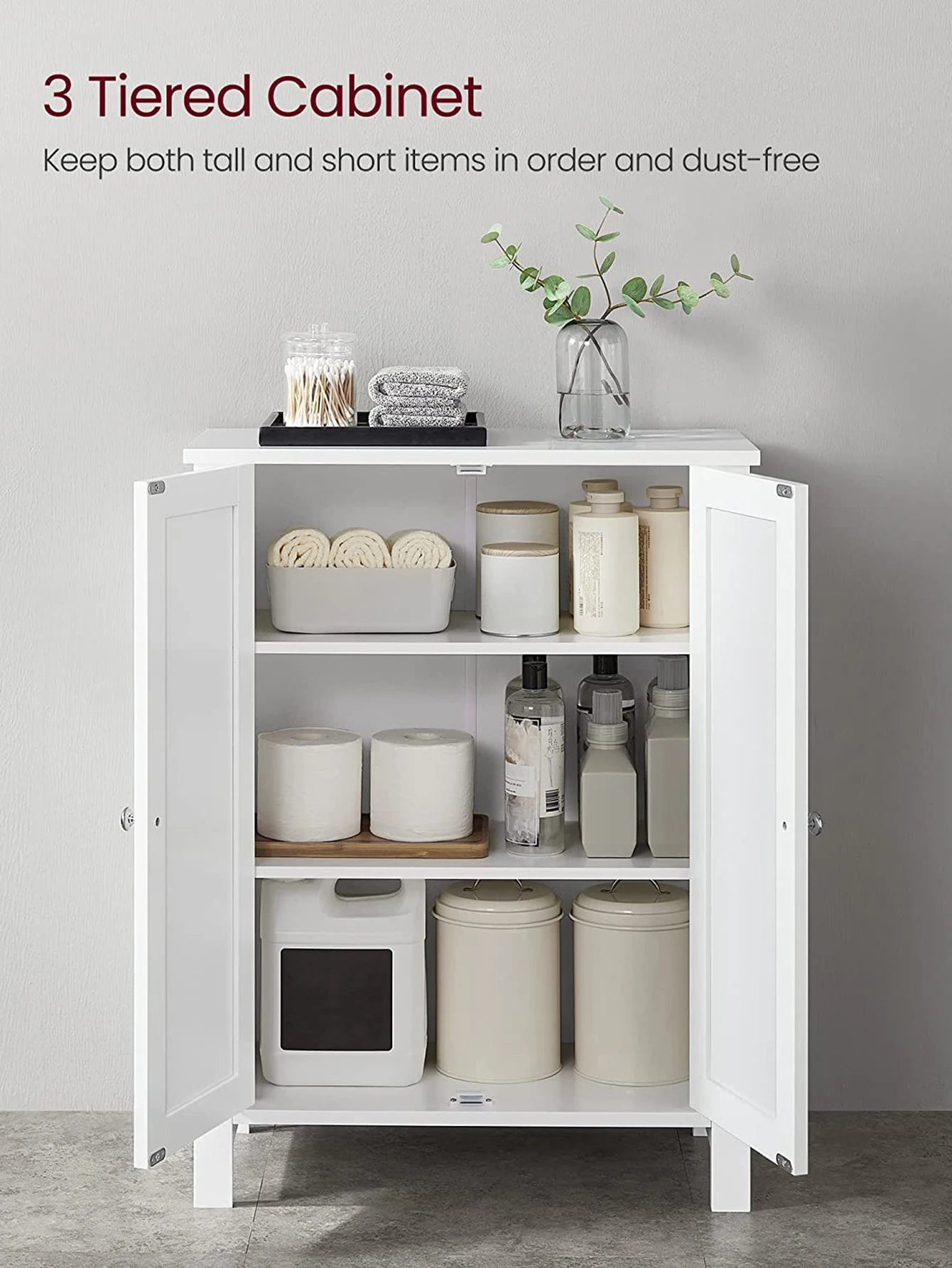 VASAGLE Bathroom Storage Cabinet With 2 Adjustable Shelves