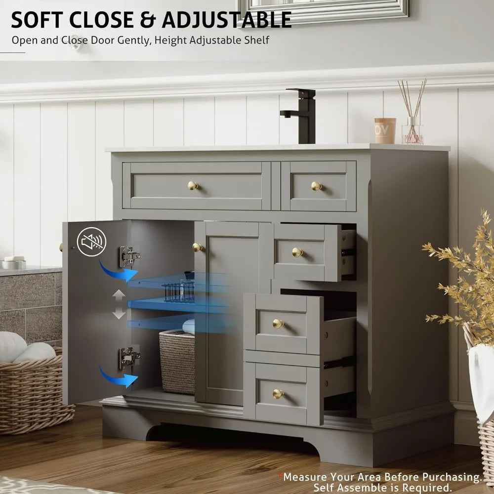 DAFIFY Bathroom Vanity With Sink Combo Two Doors Cabinet