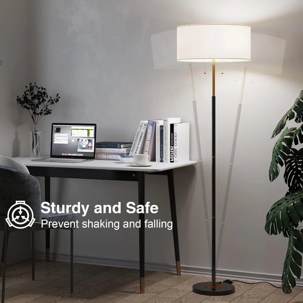 Mid Century Floor Lamp With White Shade 3 Color Temp