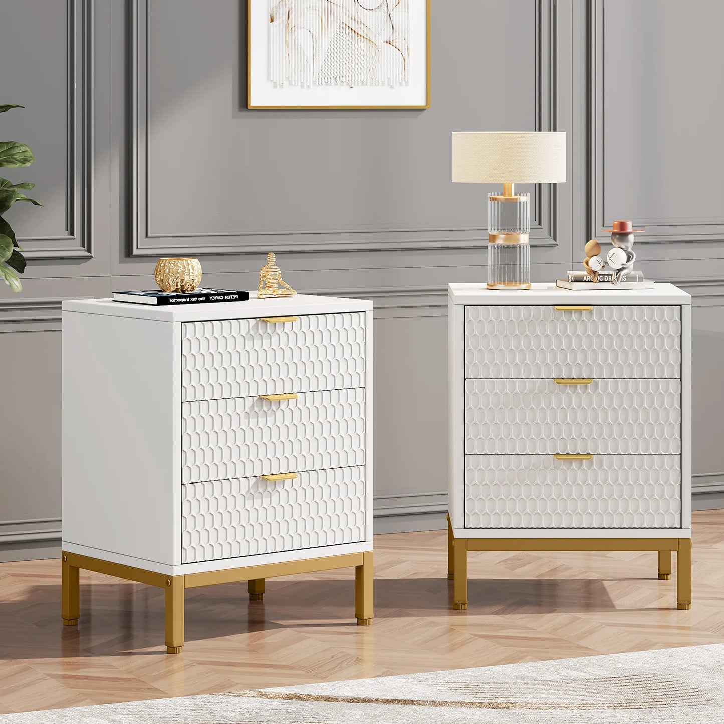 Tribesigns 2 Pack Modern Nightstands With 3 Drawers