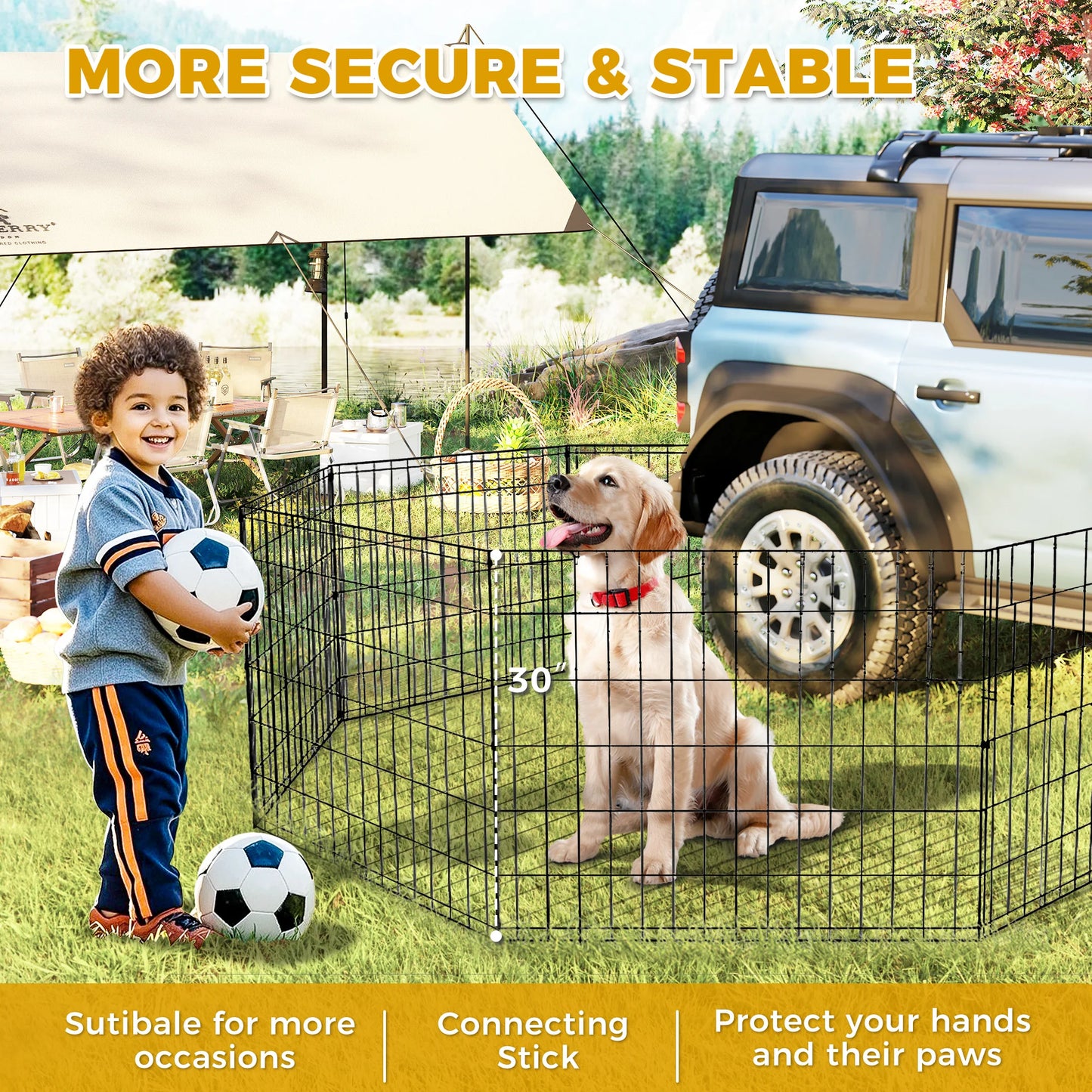Foldable Metal Dog Playpen With Doors For Indoor Outdoor