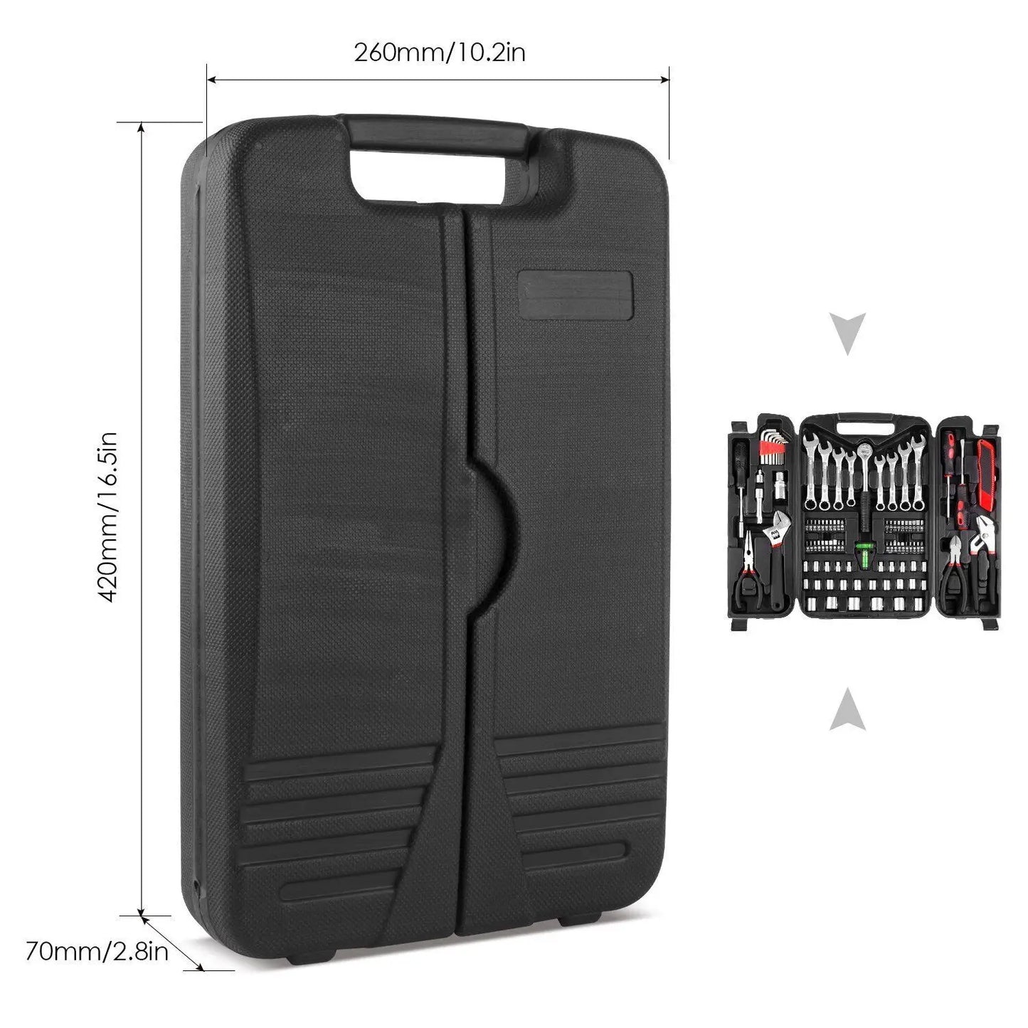 TLGREENDIY 95 Piece Mechanic Tool Set Wrenches Sockets