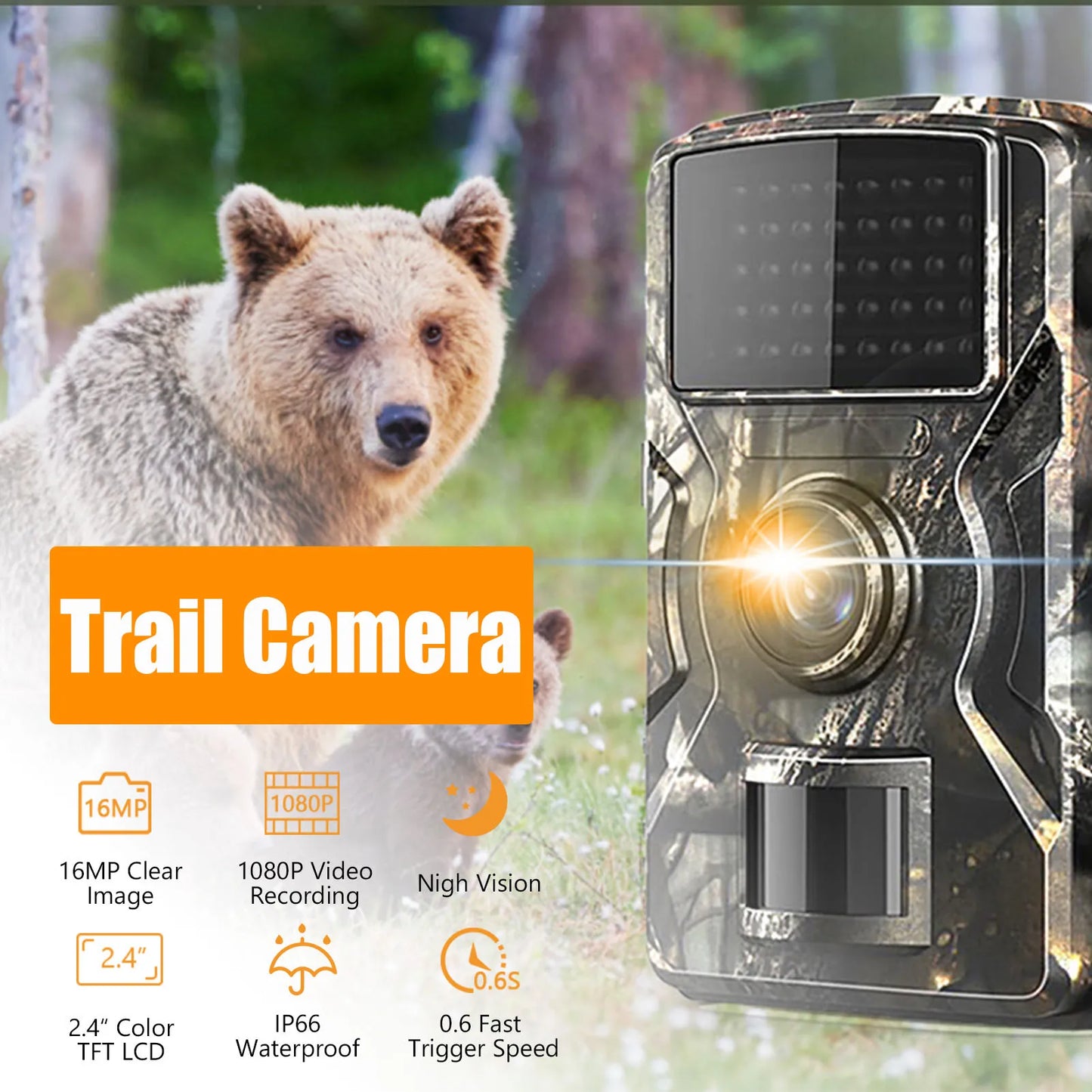 Hilitand 1080P Hunting Camera 16MP Night Vision TrailCam