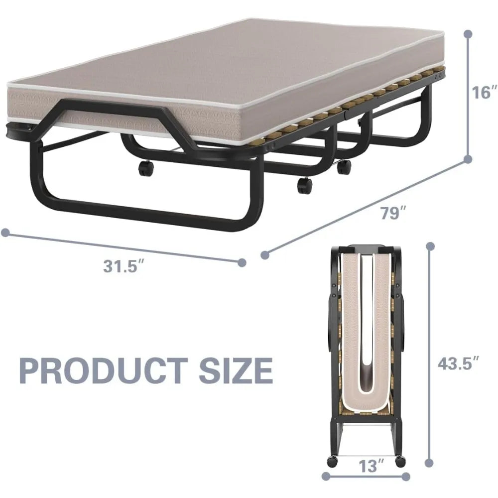 DAFIFY Foldable Rollaway Bed With Memory Foam Mattress