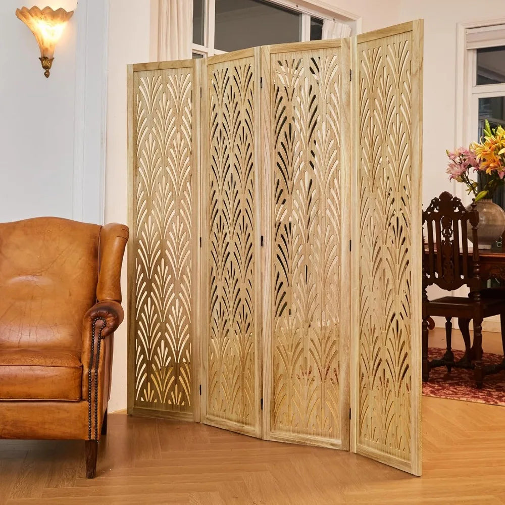 ZHUOTING Folding Wood Room Divider Screen for Home Office Garden
