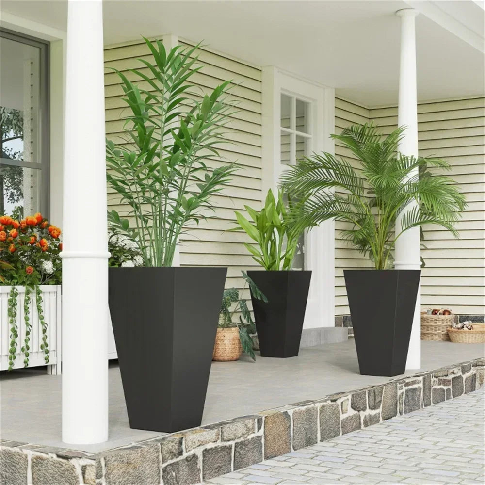 Finishing Wood Grain Planters Outdoor Garden Pots Set Of 3