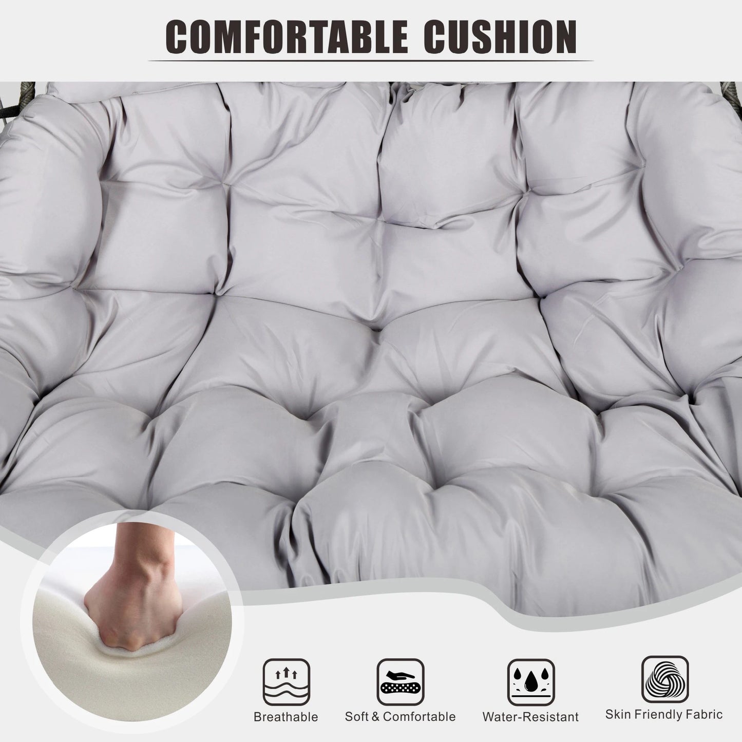 JDPAG Double Hanging Egg Chair With Stand Patio Hammock