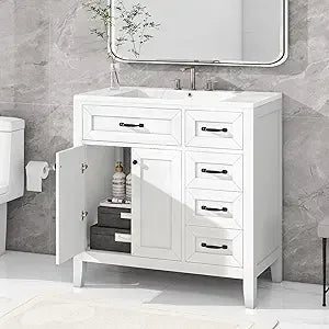RBXC Modern Bathroom Vanity With Sink Wood Cabinet Doors