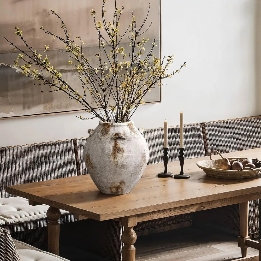 Hign-concerned Ceramic Flower Vase Terracotta Jug Handles