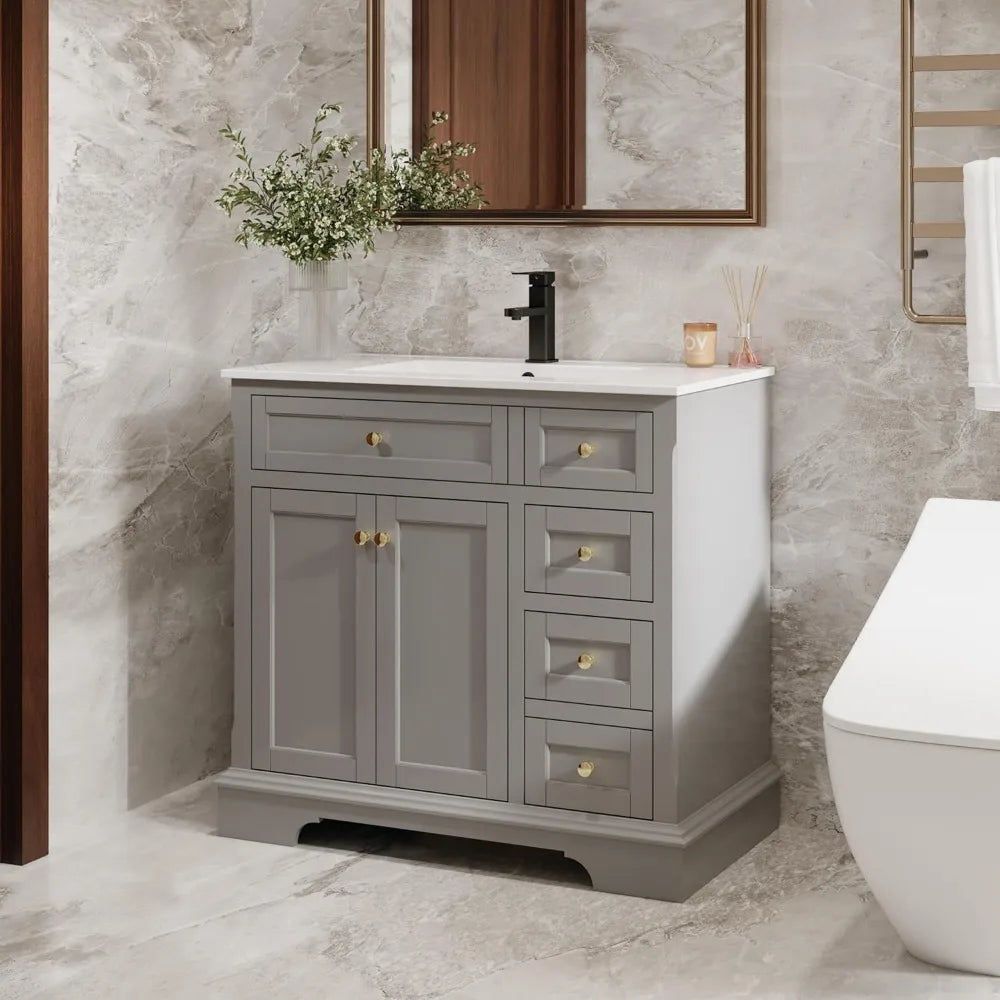 DAFIFY Bathroom Vanity With Sink Combo Two Doors Cabinet