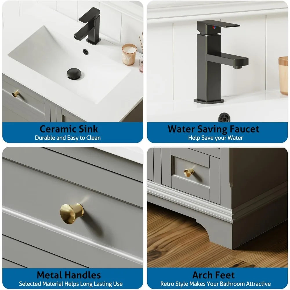 DAFIFY Bathroom Vanity With Sink Combo Two Doors Cabinet