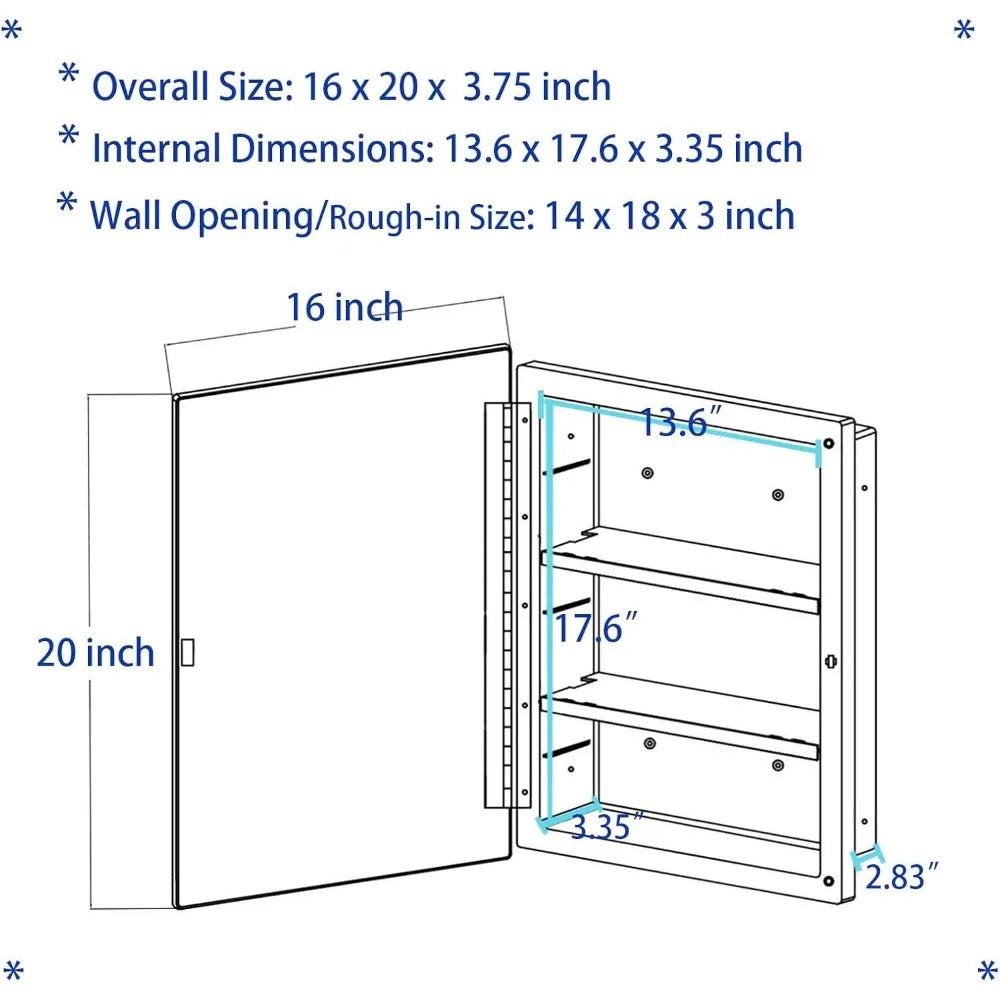 Plastic Bathroom Medicine Mirror Cabinet Beveled Edge Mount