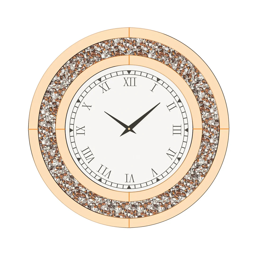 LUVODI Modern 3D Diamond Crystal Wall Clock Roman Numerals