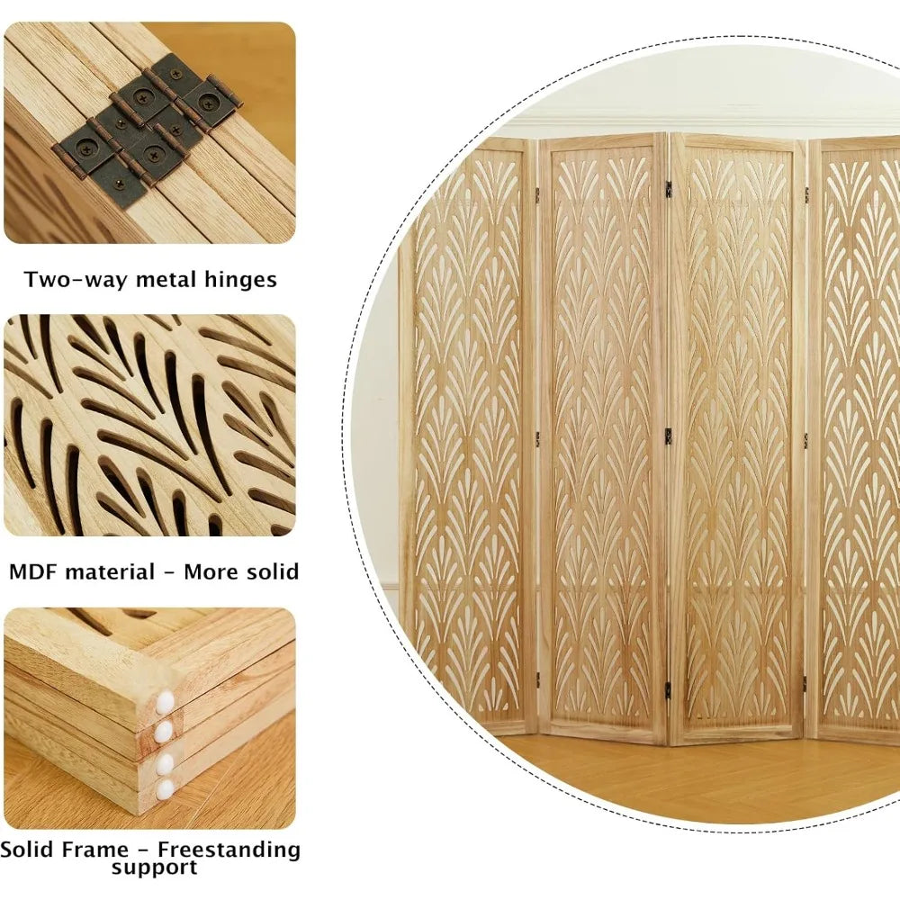 ZHUOTING Folding Wood Room Divider Screen for Home Office Garden