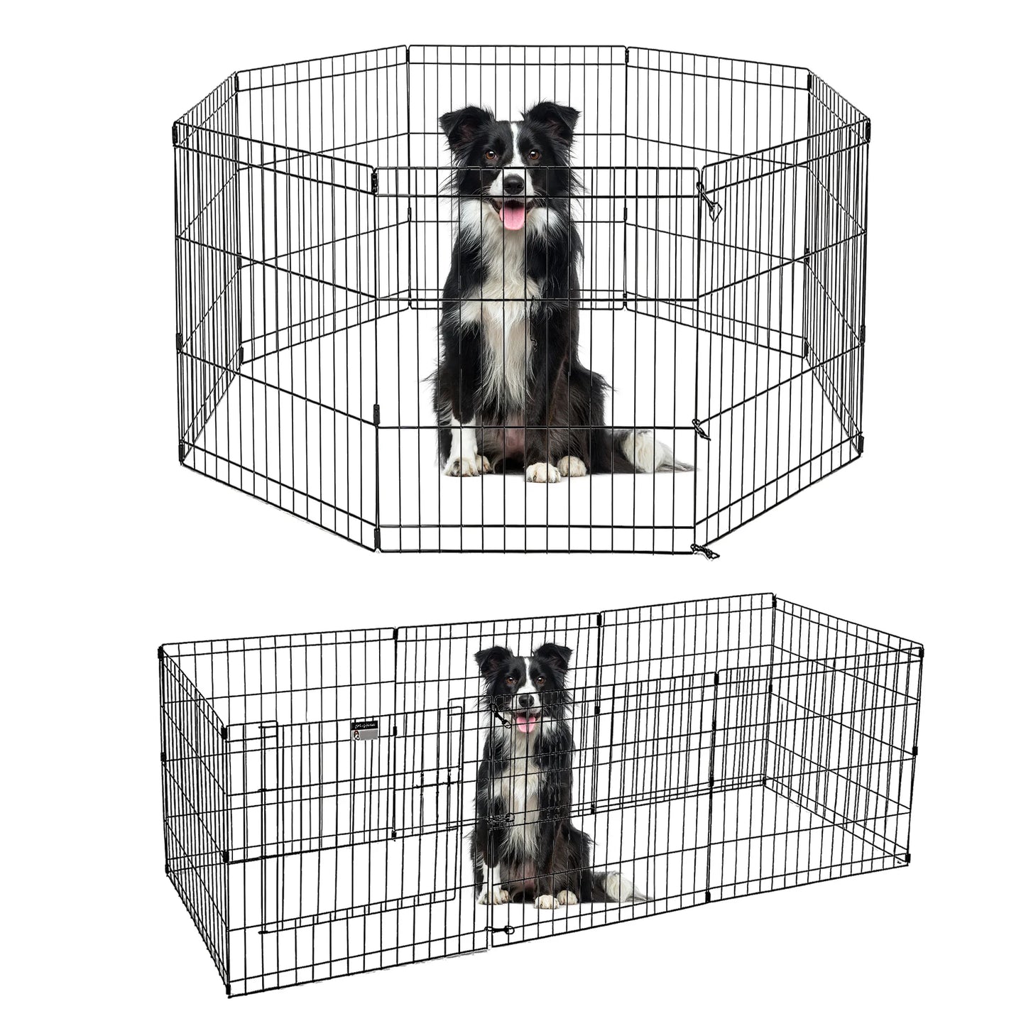 Foldable Metal Dog Playpen With Doors For Indoor Outdoor