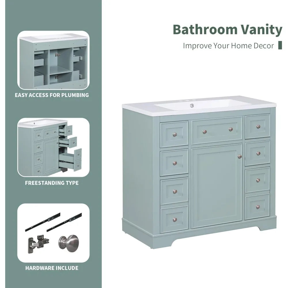 MKDK Bathroom Vanity Cabinet With Sink Top Combo Set