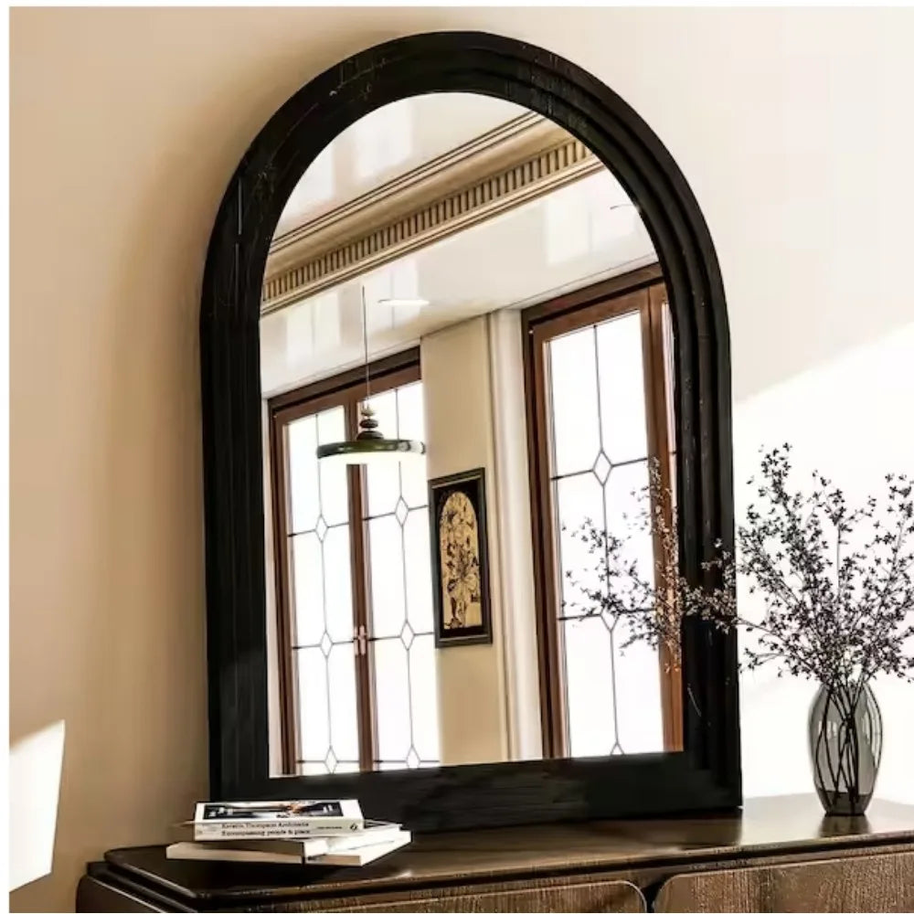 Hign-concerned Arched Mirror in Solid Acacia Wood Frame