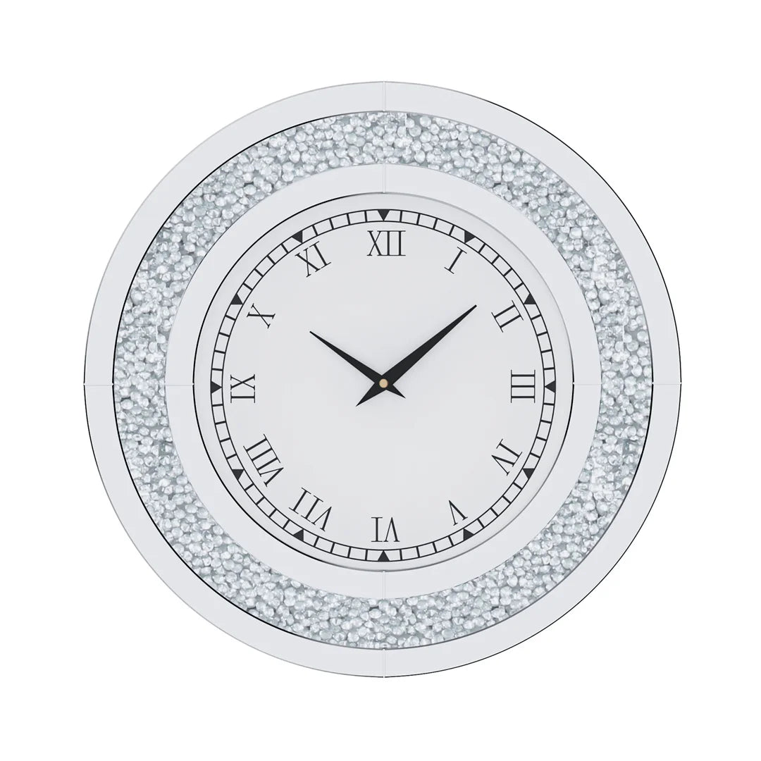LUVODI Modern 3D Diamond Crystal Wall Clock Roman Numerals