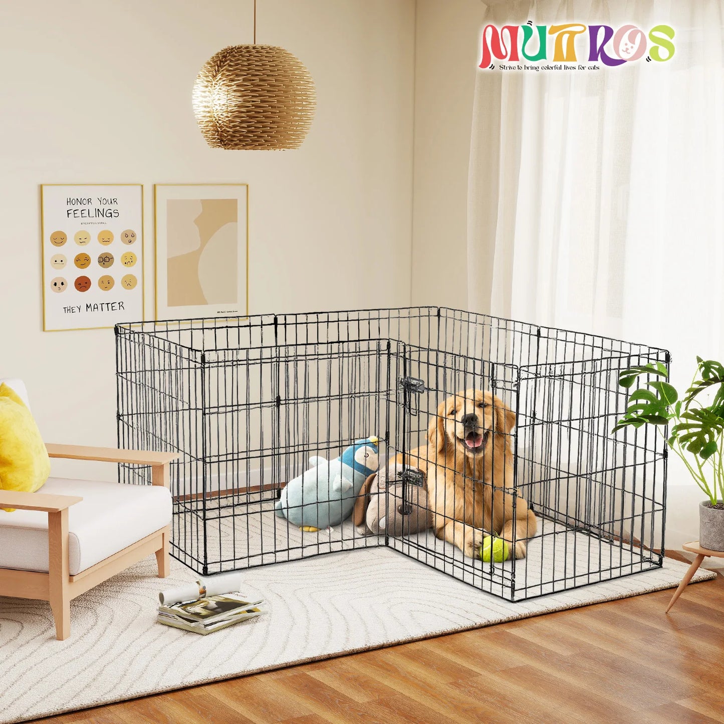 Foldable Metal Dog Playpen With Doors For Indoor Outdoor