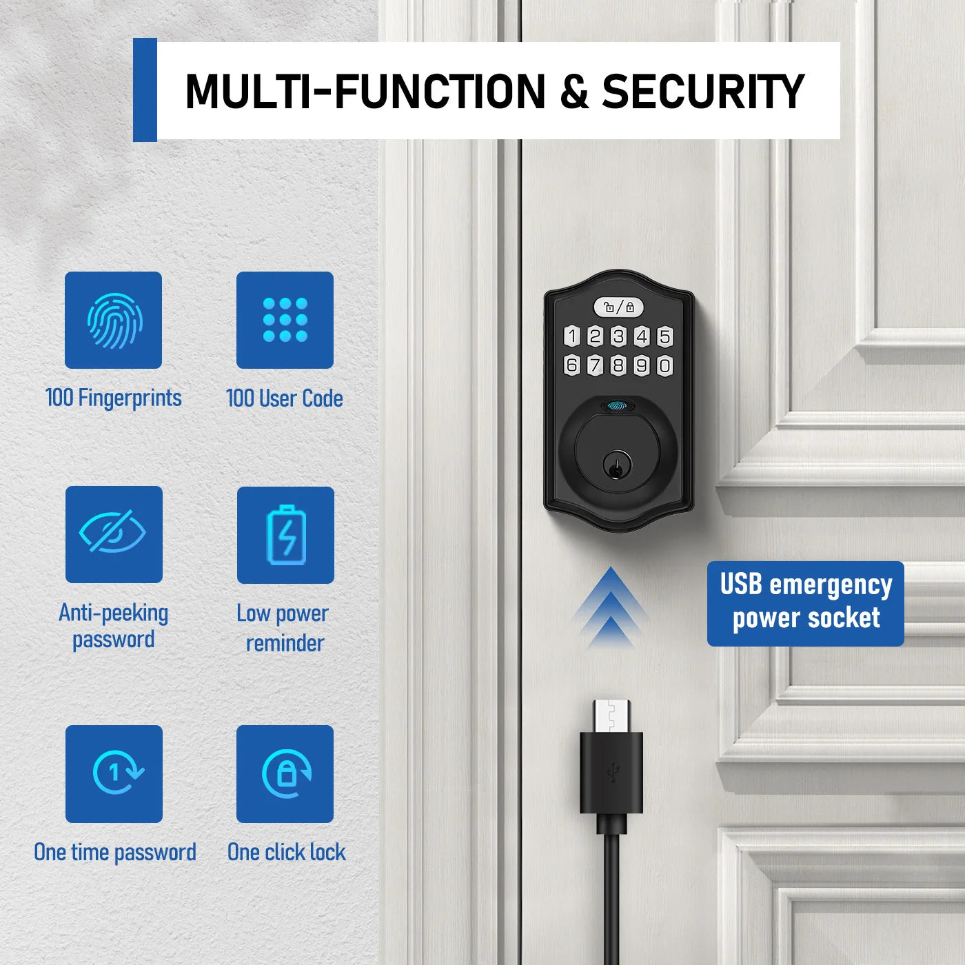 Doorknob Fingerprint Door Lock Deadbolt Keyless Entry