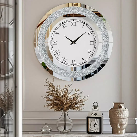 LUVODI Modern 3D Diamond Crystal Wall Clock Roman Numerals