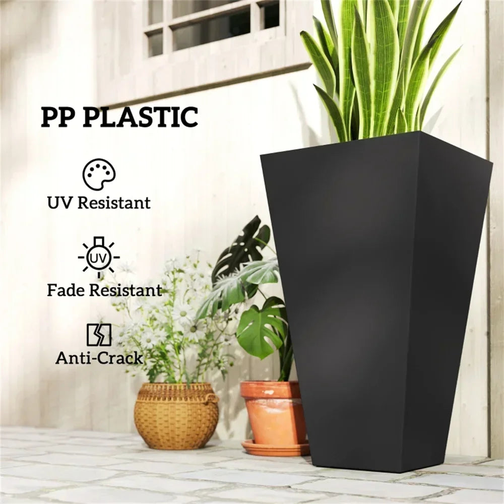 Finishing Wood Grain Planters Outdoor Garden Pots Set Of 3