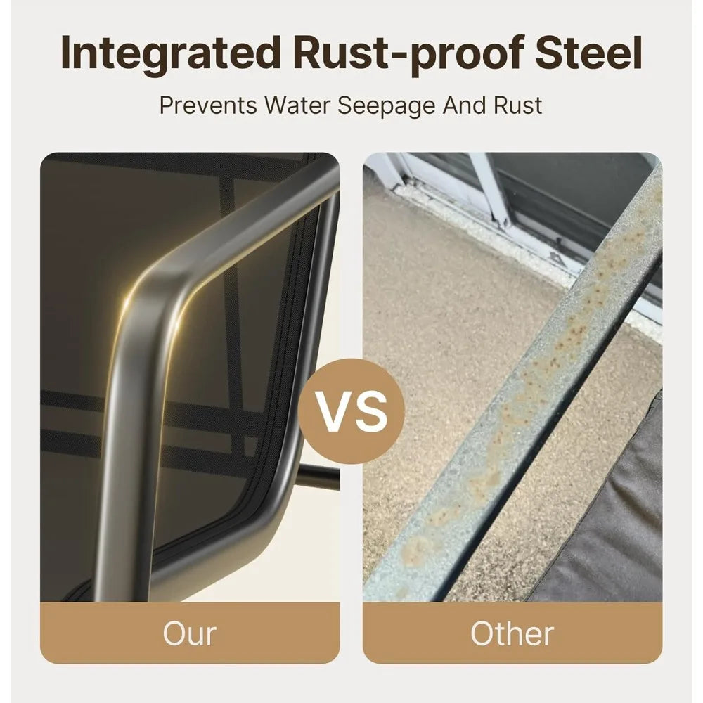 Outdoor Patio Chairs Set Of 2 With Glass Table Metal Frame