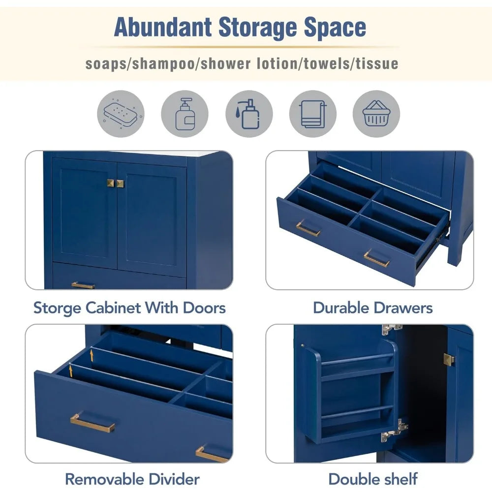 RBXC Modern Bathroom Vanity With Sink Wood Cabinet Doors