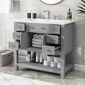 MKDK Bathroom Vanity Cabinet With Sink Top Combo Set